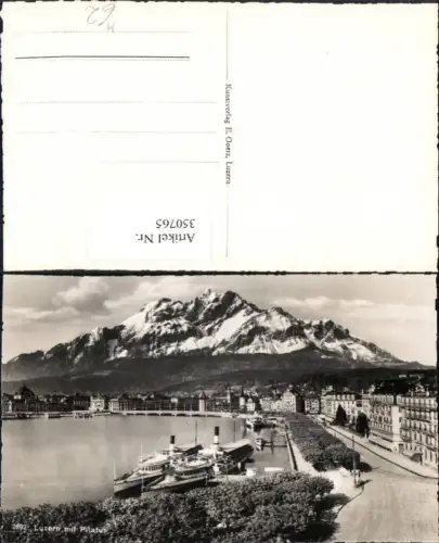350765,Luzern Teilansicht Dampfer m. Pilatus Bergkulisse