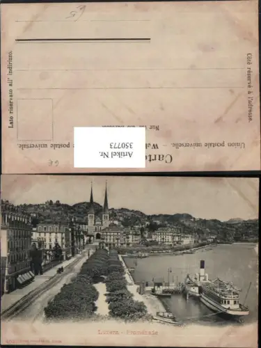350773,Luzern Teilansicht Promenade Kirche Dampfer