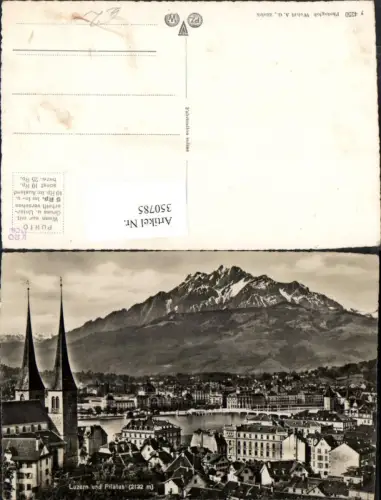 350785,Luzern Teilansicht Kirche m. Pilatus Bergkulisse