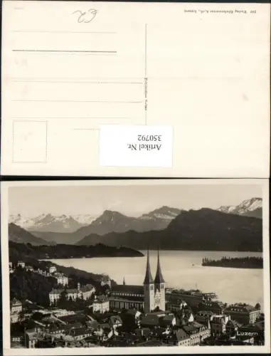 350792,Luzern Teilansicht Kirche Bergkulisse