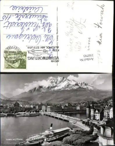 350793,Luzern Teilansicht Dampfer Wilhelm Tell Brücke m. Pilatus Bergkulisse