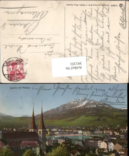 391351,Luzern Teilansicht Kirche m. Pilatus Bergkulisse