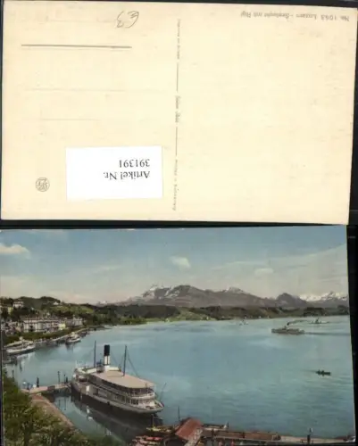 391391,Luzern Seebucht Dampfer mit Rigi Bergkulisse