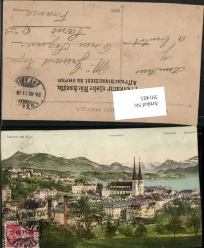 391405,Luzern Teilansicht Kirche m. Rigi Bergkulisse