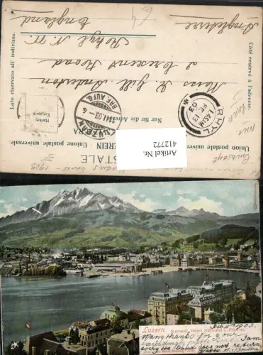 412772,Luzern Teilansicht Kursaal Hotel National m. Pilatus Bergkulisse