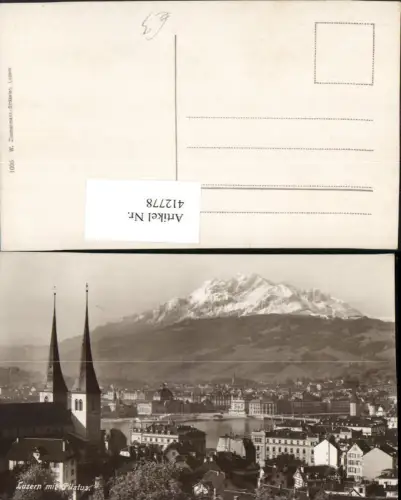 412778,Luzern Teilansicht Kirche m. Pilatus Bergkulisse