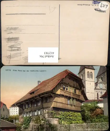412783,Luzern Altes Haus bei der Hofkirche Kirche
