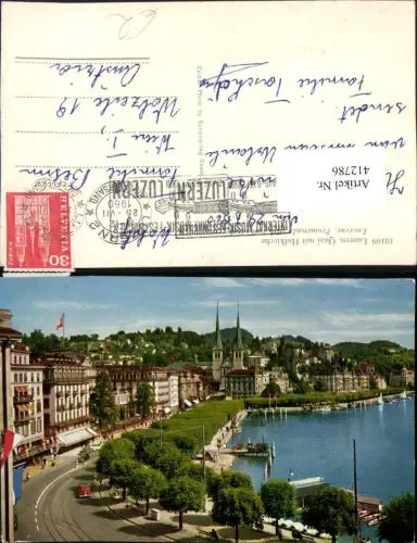412786,Luzern Quai Teilansicht mit Hofkirche Kirche