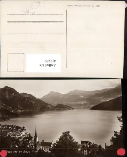 412789,Weggis Totale Kirche m. Alpen Bergkulisse Kt Luzern