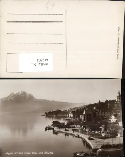 412804,Weggis Teilansicht m. Quai u. Pilatus Bergkulisse Kt Luzern
