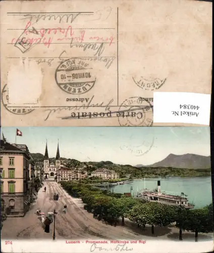 440384,Luzern Promenade Hofkirche Kirche Dampfer u. Rigi