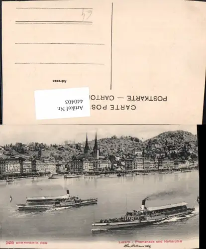 440403,Luzern Promenade Teilansicht m. Hofkirche Dampfer Schweiz