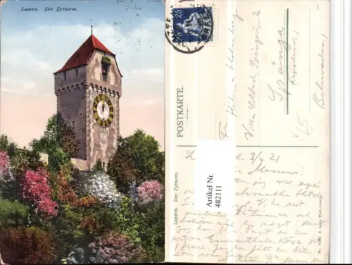 482111,Luzern Zytturm Turm Uhr pub E. Goetz 4190