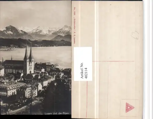 482114,Luzern Teilansicht Kirche m. Alpen Bergkulisse