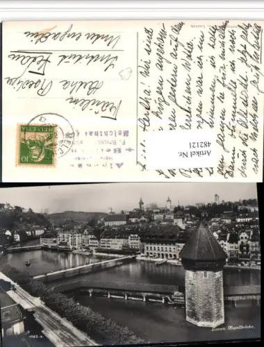 482121,Luzern Teilansicht Kapellbrücke Wasserturm Brücken