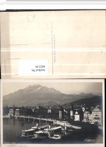 482136,Luzern Teilansicht Dampfer m. Pilatus Bergkulisse