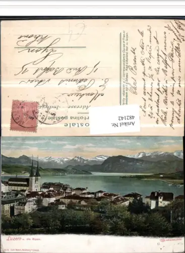 482142,Luzern Teilansicht m. Alpen Bergkulisse