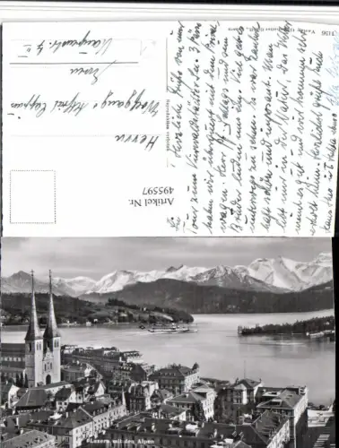 495597,Luzern Teilansicht geg. Alpen Bergkulisse