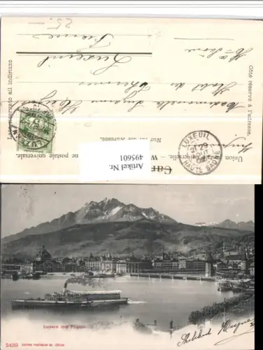 495601,Luzern Teilansicht Dampfer m. Pilatus Bergkulisse