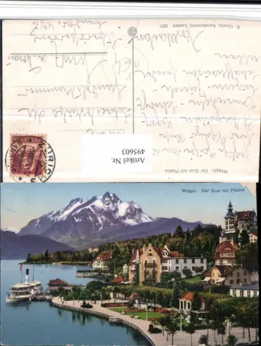 495603,Weggis Quai m. Pilatus Bergkulise pub E. Goetz 5271 Kt Luzern