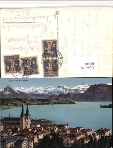 495604,Luzern Teilansicht geg. Alpen Bergkulisse