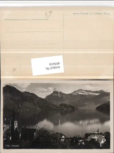 495610,Weggis Teilansicht Kirche Bergkulisse Kt Luzern
