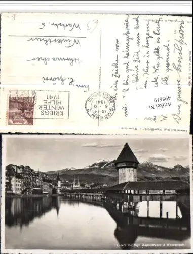 495619,Luzern Kapellbrücke Brücke Wasserturm Turm Bergkulisse