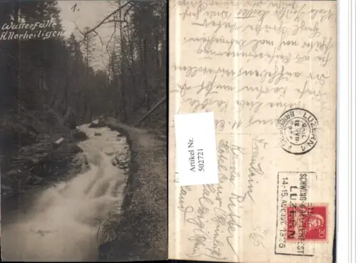 502721,Wasserfälle Allerheiligen b. Luzern Schwing- Aelplerfest 1926 Stempel
