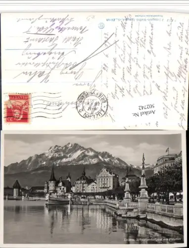 502742,Luzern Schweizerhofquai Quai m. Pilatus Dampfer Bergkulisse