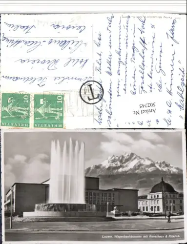 502745,Luzern Wagenbachbrunnen m. Kunsthaus Nachgebühr Stempel