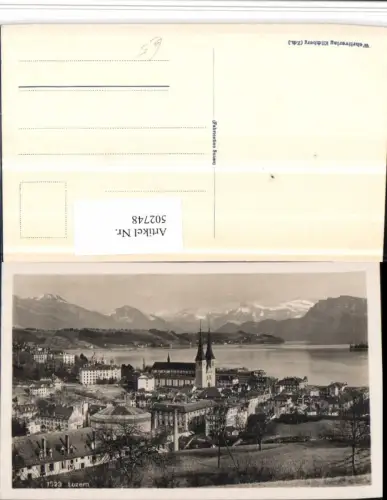 502748,Luzern Teilansicht Kirche Bergkulisse