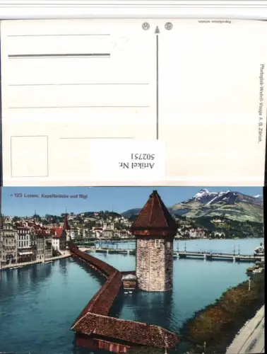 502751,Luzern Kapellbrücke Brücke Wasserturm m. Rigi