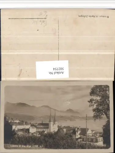 502754,Foto AK Luzern Teilansicht Kirche m. Rigi pub Bromure-H. Martin 524