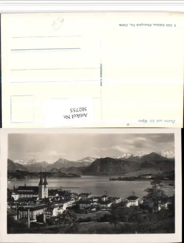502755,Luzern Teilansicht Kirche m. Alpen Bergkulisse