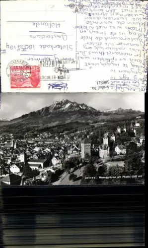 586521,Foto Ak Luzern Museggtürme m. Pilatus Switzerland