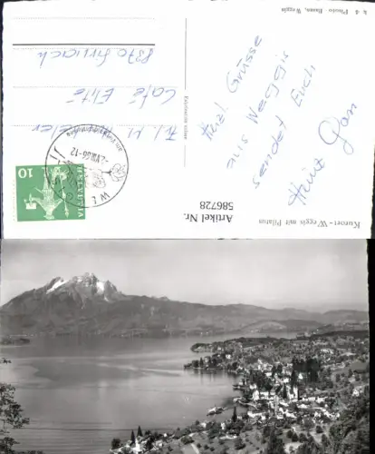 586728,Foto Ak Weggis m. Pilatus Switzerland