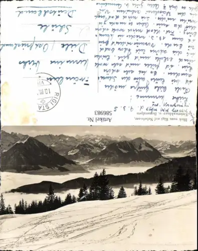 586983,Foto Ak Blick v. Rigi auf Nebelmeer Unterwaldner- u. Berneralpen Rigi Kaltbad Switzerland