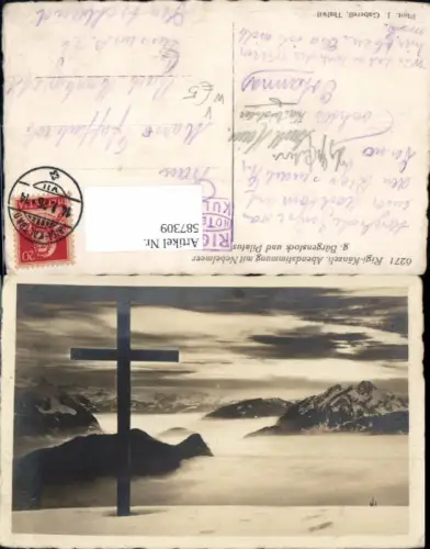 587309,Weggis Rigi Känzeli Kreuz Abendstimmung m. Nebelmeer g. Bürgenstock u. Pilatus Switzerland pub J. Gaberell