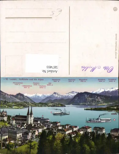 587493,Luzern Hofkirche u. d. Alpen Schiff Dampfer Switzerland