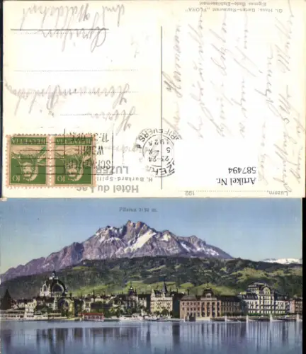 587494,Luzern Bahnhof Dampferstation Post u. Telegraph Hotel du Lac Switzerland