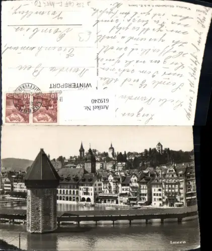619240,Foto Ak Luzern Kapellbrücke