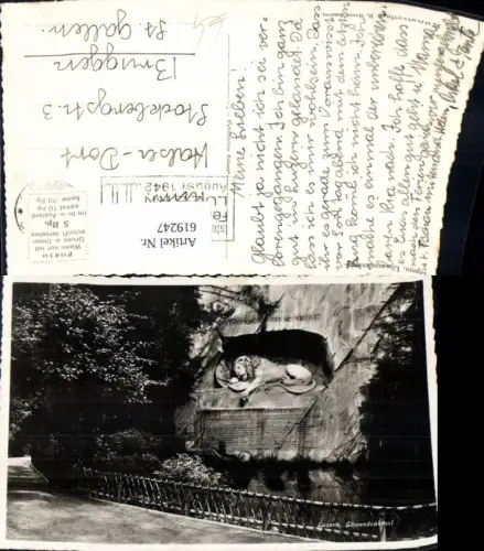 619247,Foto Ak Luzern Löwendenkmal