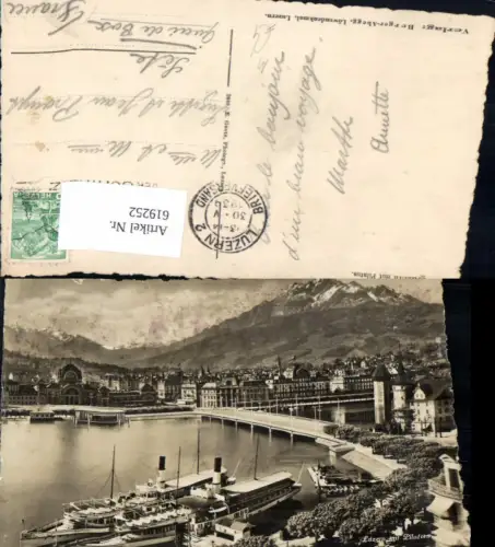 619252,Foto Ak Luzern m. Pilatus Brücke Schiffe Dampfer Wilhem Tell