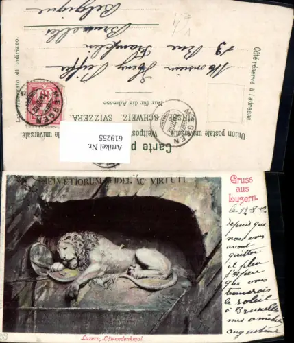 619255,Litho Luzern Löwendenkmal Denkmal pub Künzli 3524