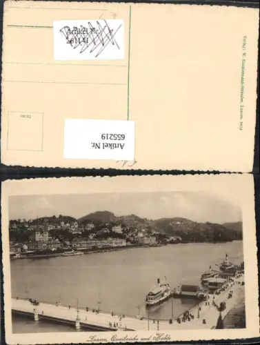 655219,Luzern Quaibrücke u. Halde Schiffe Dampfer Brücke