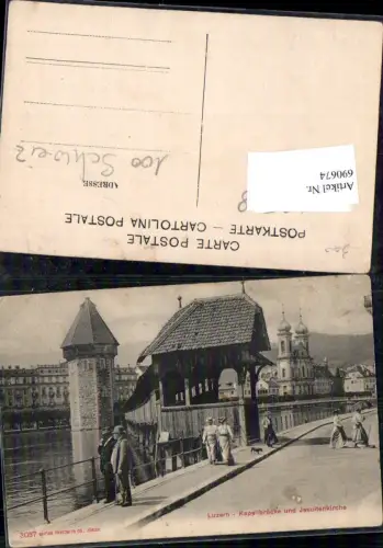 690674 Luzern Kapellbrücke Brücke Jesuitenkirche Leute pub Photoglob 3057