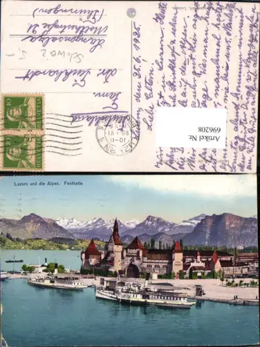 696208 Luzern Quai Dampfer Festhalle pub Goetz 4546 gel Langensalza