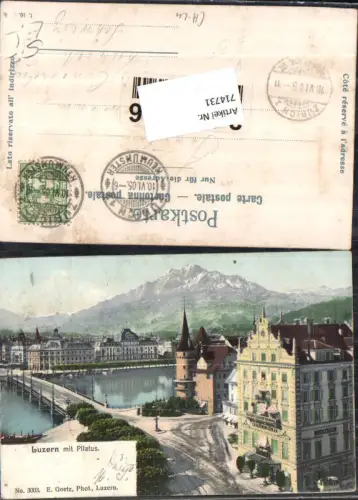 714731 Luzern Lucerne Pilatus Hotel de Cygne pub E. Goetz 3003