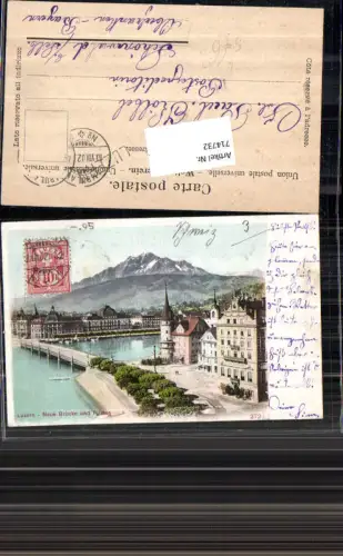 714732 Luzern Lucerne Neue Brücke Pilatus Hotel de Cygne gel Schönwald Selb