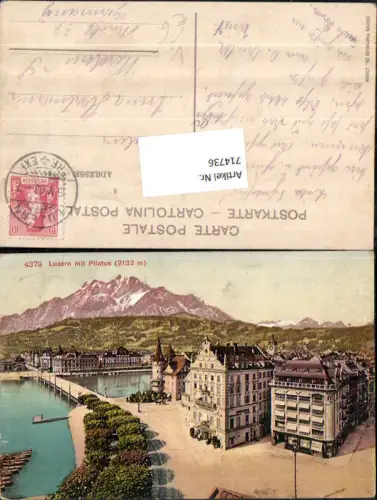 714736 Luzern Lucerne Pilatus Hotel de Cygne gel Werdau pub Photoglob 4379